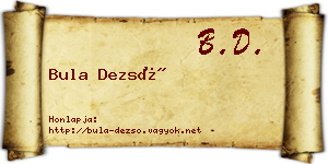 Bula Dezső névjegykártya